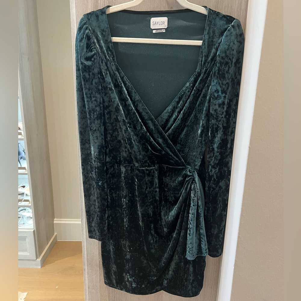 Saylor Velvet Dress in Green